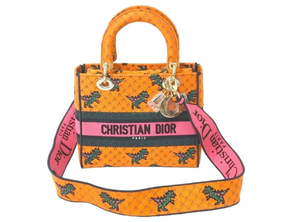 Christian Dior Handbag Lady Dinosaur Orange